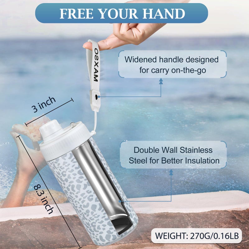 MAXSO Sealed Can Cooler Fizz Lid Can Cover for 12 oz Regular, Slim Skinny Cans & As Thermal Bottle, 4-in-1 Insulated Vacuum Stainless Steel Carbonated Cold Drink Holder - Leopard - Image 2