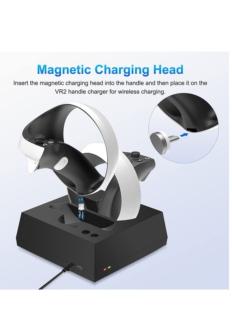 SYOSI VR Charging Stand Compatible with PS VR2 Controller Accessories Fast Type-C Magnetic Wireless Charging Station 2 Charge Heads with LED Indicator  - Image 3