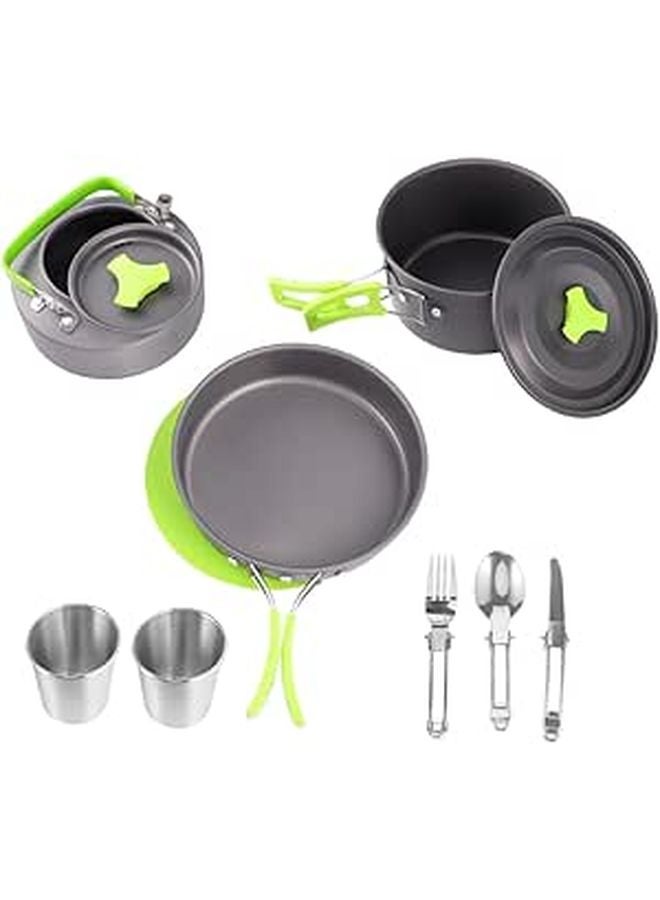 12 Piece Portable Non Stick Camping Cookware Set Lightweight for 1 2 Person Outdoor Picnic - Image 1