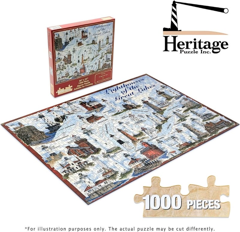Heritage Puzzle Inc. Lighthouses of the Great Lakes Jigsaw Puzzle - 1000 Pieces - Image 5