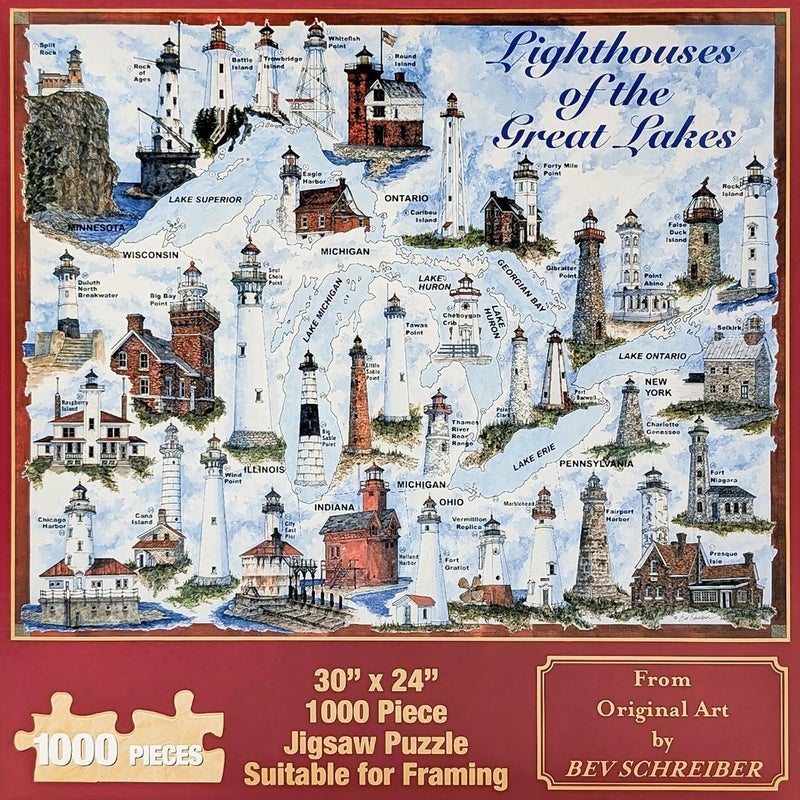 Heritage Puzzle Inc. Lighthouses of the Great Lakes Jigsaw Puzzle - 1000 Pieces - Image 3