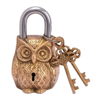 Purpledip Owl Shaped Brass Lock Antique Handcrafted Locks for Security (10229) - Image 1