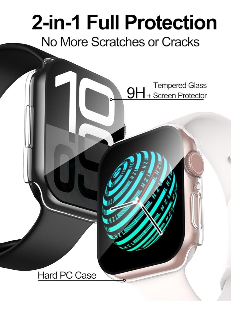 Youque Case for Apple Watch SE 3 44 mm Screen Protector, Hard PC Case with Tempered Glass Screen Protector Bubble-Free Cover Slim HD Ultra - Image 2