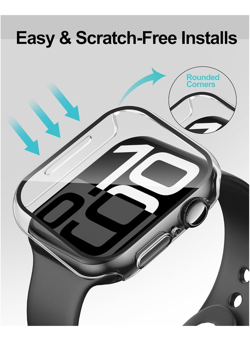 Youque Case for Apple Watch SE 3 44 mm Screen Protector, Hard PC Case with Tempered Glass Screen Protector Bubble-Free Cover Slim HD Ultra - Image 3