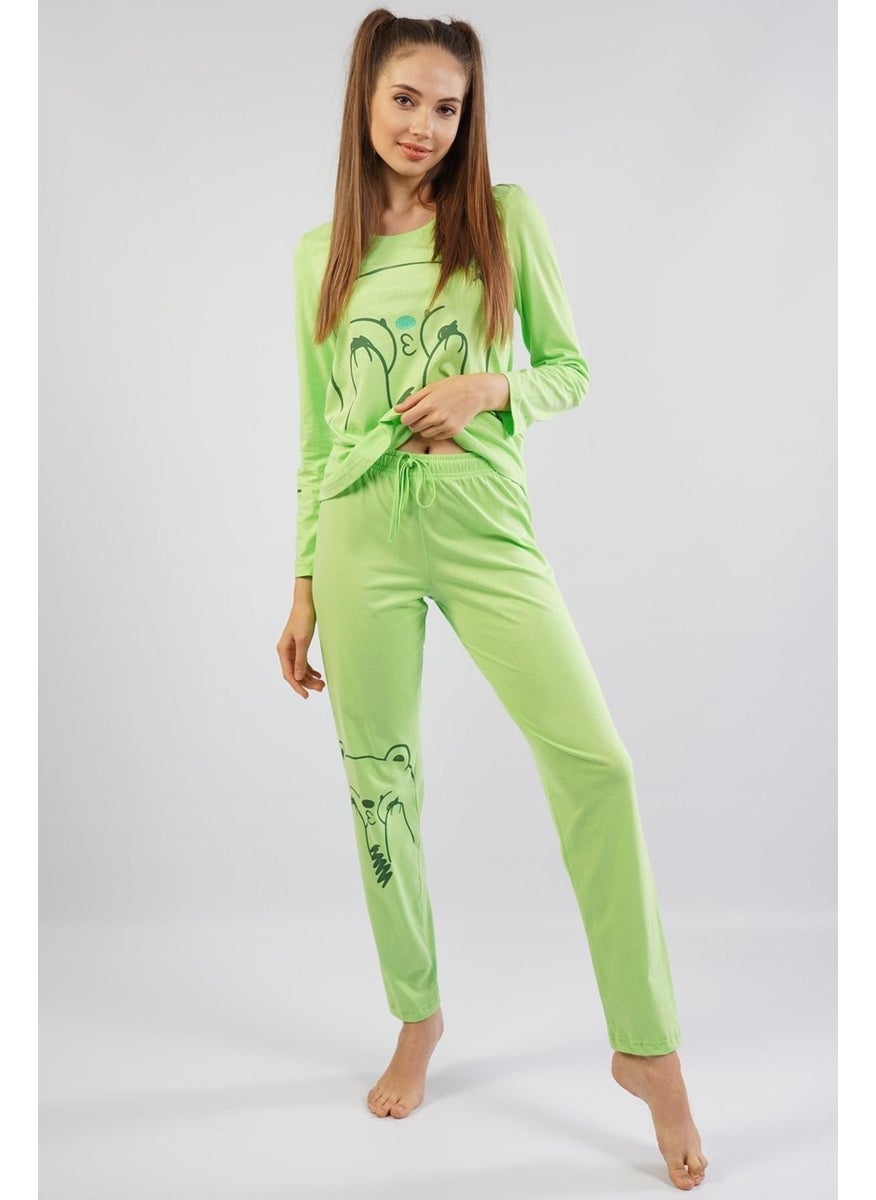 Espuar Women's 100% Cotton Pistachio Green Combed Cotton Pajama Set  - Image 5