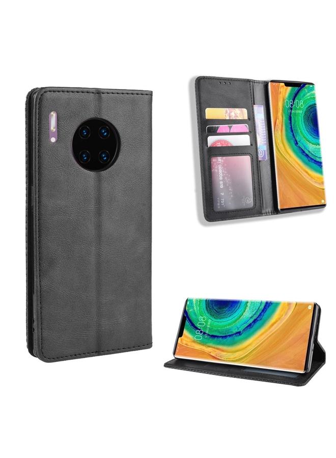 Magnetic Buckle Retro Crazy Horse Texture Horizontal Flip Leather Case for Huawei Mate 30 Pro , with Holder & Card Slots & Photo Frame