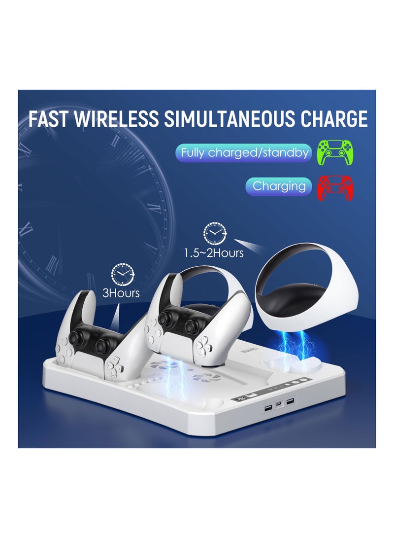 PSVR2 Cooling Stand, PS VR2 Charging Station for PSVR 2  PS-5 with 5 Charging Magnetic Port, 2 Cooling Fan＆Indicator Light - Image 3