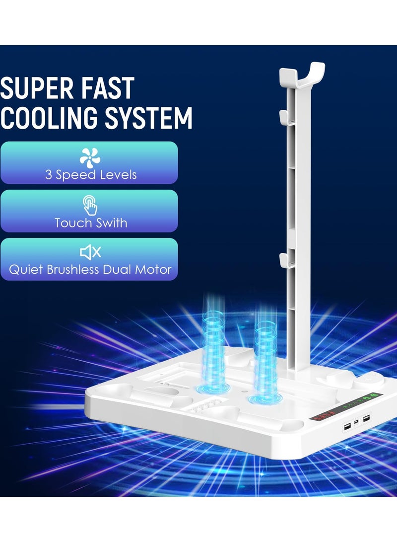 PSVR2 Cooling Stand, PS VR2 Charging Station for PSVR 2  PS-5 with 5 Charging Magnetic Port, 2 Cooling Fan＆Indicator Light - Image 4