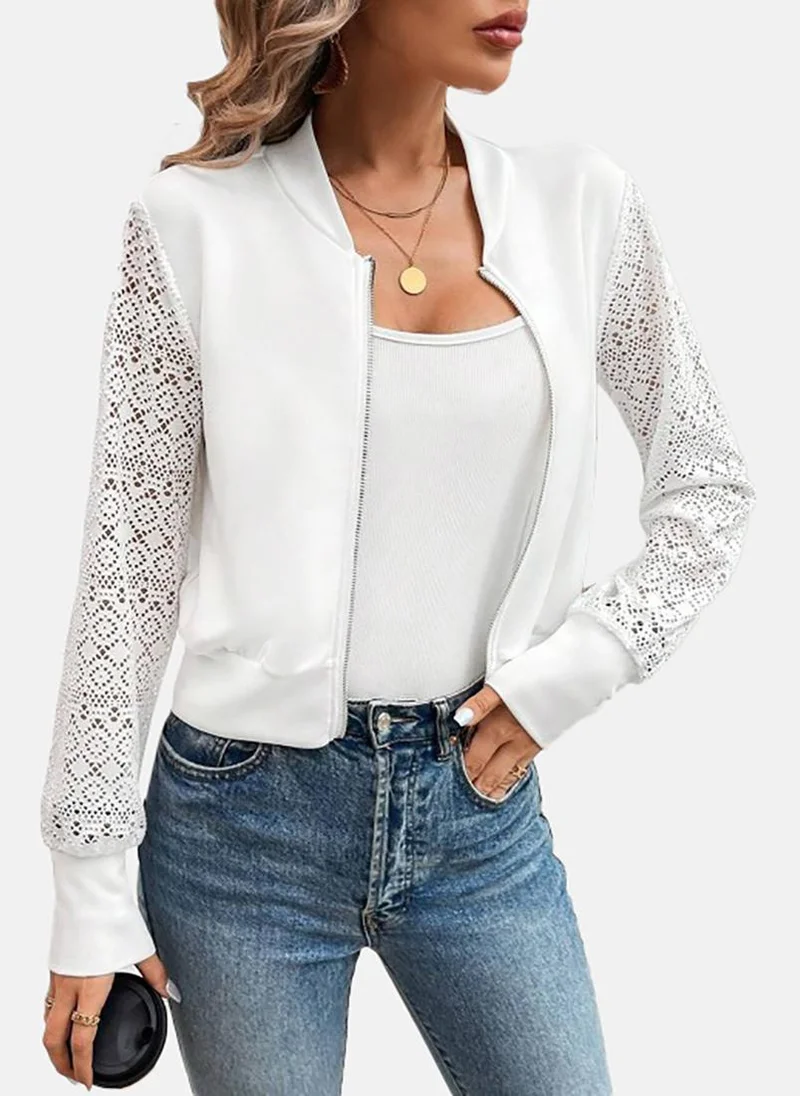 YUNIQEE White Textured Slim Fit Open front Jacket