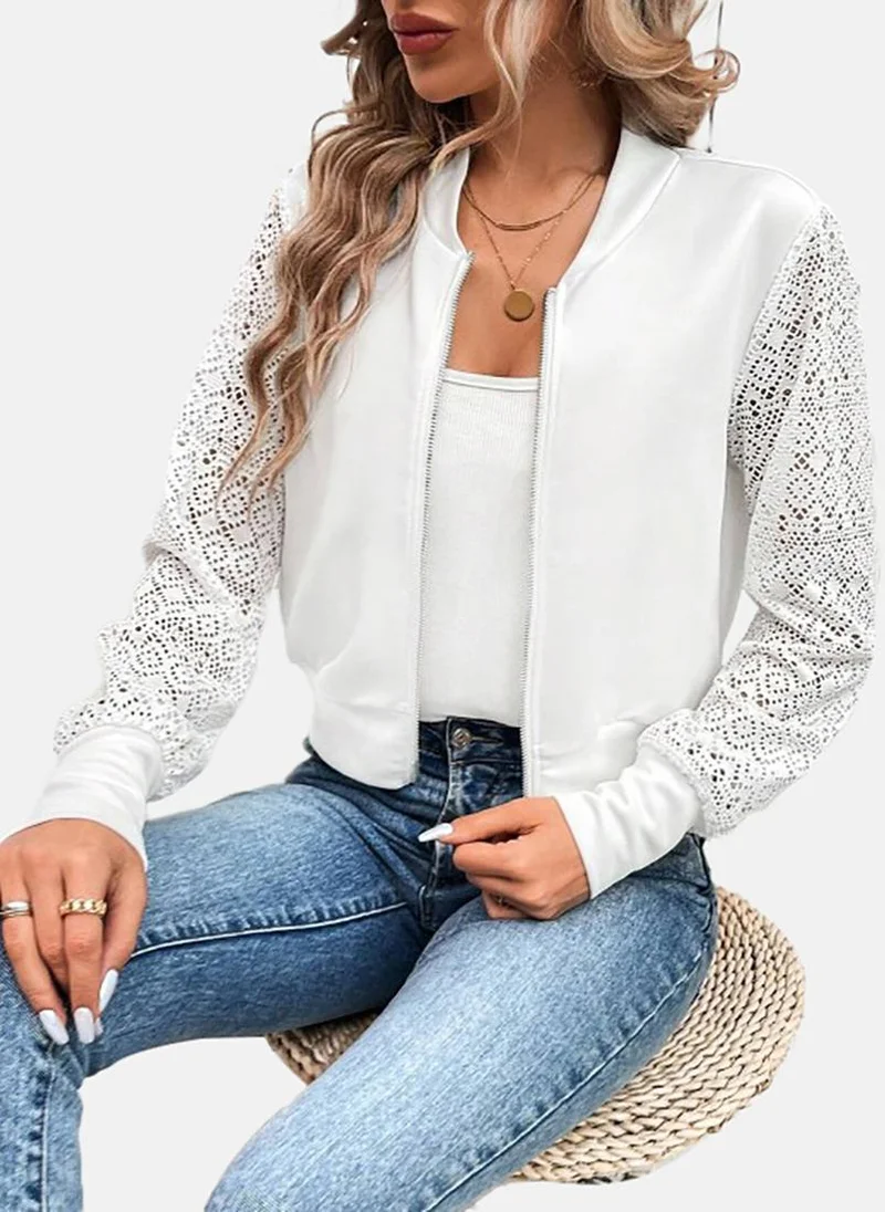 YUNIQEE White Textured Slim Fit Open front Jacket