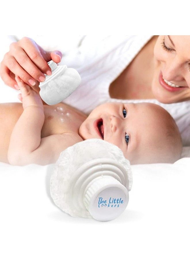 The Little Lookers - Portable Baby Skin Care Baby Powder Puff With Box Holder Container For New Born And Kids For Baby Face And Body (White) - Image 1