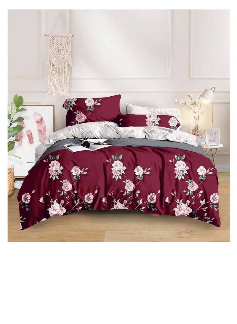 BAIG Embrace King Comforter Comforter set 6pcs set glazed cotton King size 1-PC fitted bedsheet 200 * 200cm,1-PCS Comforter 220 * 240 fixed, 4PCS Super Soft Pillowcases 