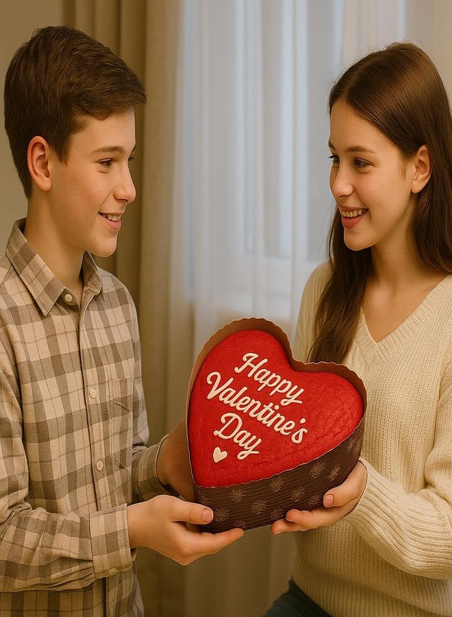 Esslly Heart Paper Cake Mould 500g - Brown Floret Design, Free-Standing, Oven & Microwave Safe, Recyclable - Pack of 20 for Baking, Gifting & Storage - Image 2