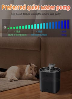 XVersion Cat Water Fountain,  2.2 Litter Pet Fountain with Water Filter, Automatic Pet Water Drinking Bowl Quiet for Cats, Dogs, Multiple Pets (Black)  - Image 2