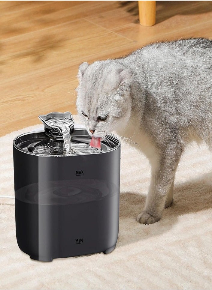 XVersion - Cat Water Fountain,  2.2 Litter Pet Fountain with Water Filter, Automatic Pet Water Drinking Bowl Quiet for Cats, Dogs, Multiple Pets (Black) - Image 1