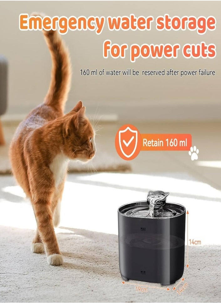 XVersion - Cat Water Fountain,  2.2 Litter Pet Fountain with Water Filter, Automatic Pet Water Drinking Bowl Quiet for Cats, Dogs, Multiple Pets (Black) - Image 1