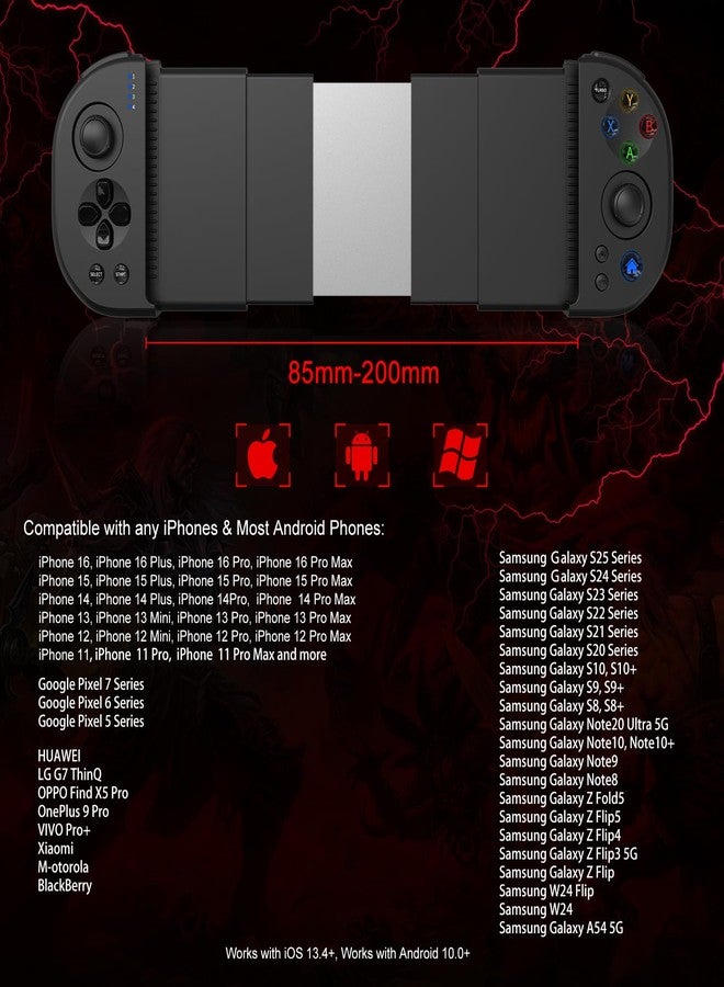 arVin Wireless Gaming Controller for iPhone/iPad/iOS/Android/Samsung/PC, Bluetooth Gamepad with Hall Effect Joystick/Turbo/Stretchable, Direct Play for Call of Duty Mobile/Genshin Impact/Mfi Games - Image 2