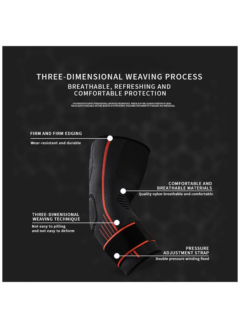 Elbow Brace Support with Strap, 2 PACK Adjustable Compression Sleeve for Men and Women, Ideal for Workout, Basketball, Golf, Tennis, Weightlifting, Pain Relief for Tendonitis and Arthritis, M Size - Image 2