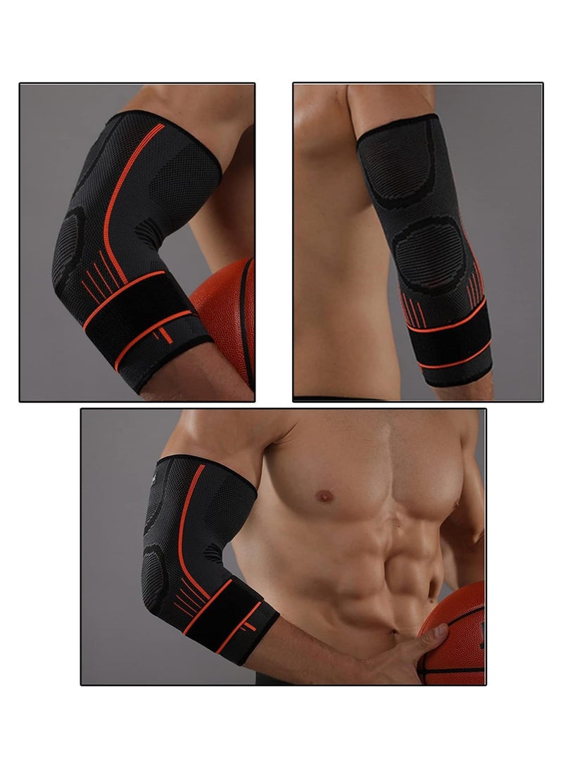 Elbow Brace Support with Strap, 2 PACK Adjustable Compression Sleeve for Men and Women, Ideal for Workout, Basketball, Golf, Tennis, Weightlifting, Pain Relief for Tendonitis and Arthritis, M Size - Image 5