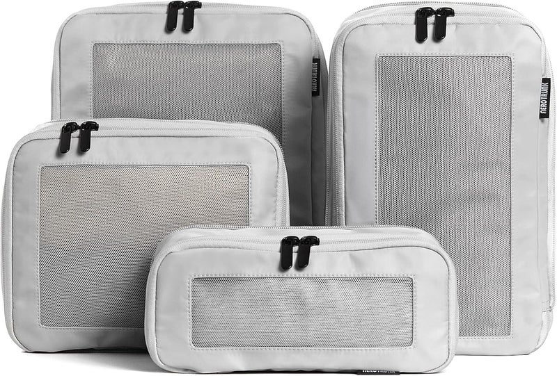 Aerotrunk مكعبات ضغط Aerotrunk للسفر - حقائب منظمة للأمتعة - مكعبات تعبئة بسحاب مزدوج للحقائب (4 قطع، رمادي فاتح) - Image 1