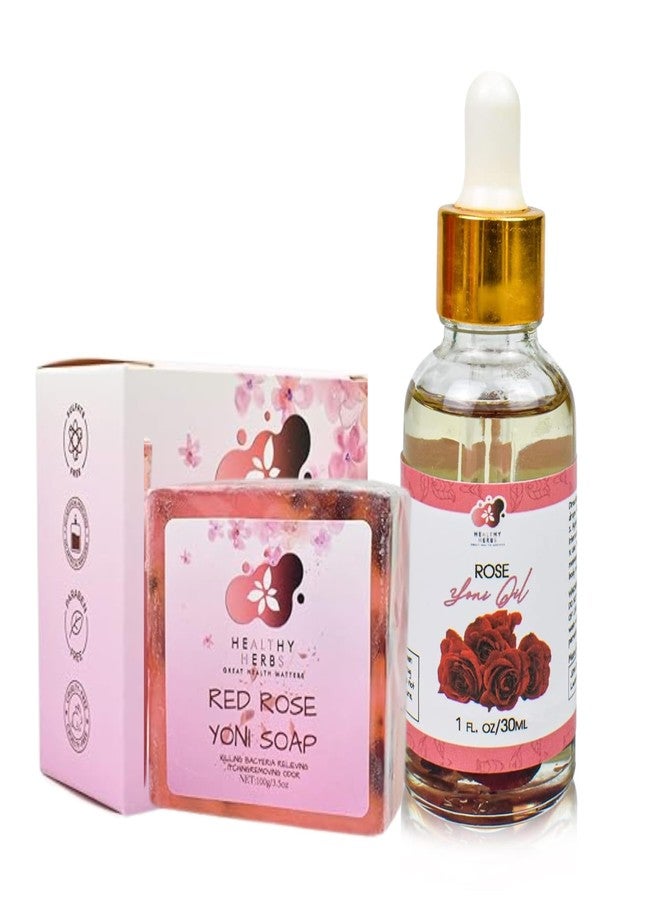 Healthy Herbs YONI Feminine Care Duo | Red Rose Yoni Soap Bar + Herbal Intimate Oil Set | Odor Control, pH Balance & Daily Hydration | Organic Plant-Based Intimate Cleanser & Moisturizer for Women | Women-Owned - Image 1