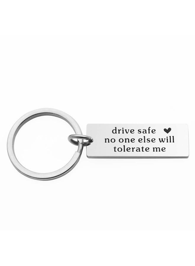 CHENVA Drive Safe Keychain for Boyfriend Husband Personalized Keychain and Necklace Set for Couples New Driver Gift, Medium, Metal, n - Image 1