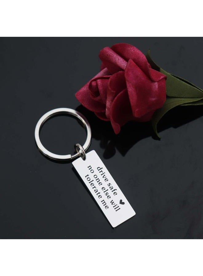 CHENVA Drive Safe Keychain for Boyfriend Husband Personalized Keychain and Necklace Set for Couples New Driver Gift, Medium, Metal, n - Image 3