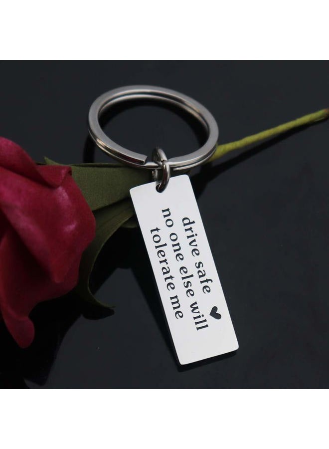 CHENVA Drive Safe Keychain for Boyfriend Husband Personalized Keychain and Necklace Set for Couples New Driver Gift, Medium, Metal, n - Image 4