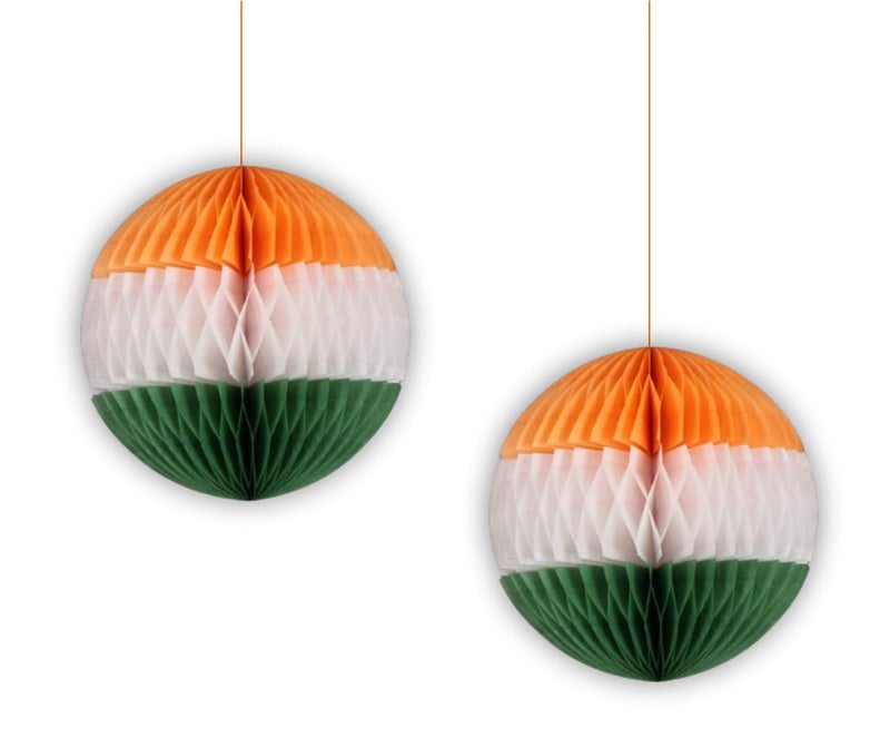 INCHEON PARTY INCHEON PARTY Tri Color Party Pom Poms Tissue Paper Decorations Honeycomb Balls for Wall Dcor Vibrant Elegant Hanging Decorations for All Types of Celebrations and Special Events  - Image 1