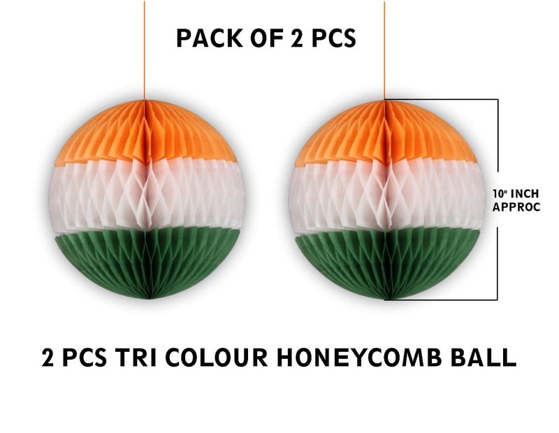 INCHEON PARTY INCHEON PARTY Tri Color Party Pom Poms Tissue Paper Decorations Honeycomb Balls for Wall Dcor Vibrant Elegant Hanging Decorations for All Types of Celebrations and Special Events  - Image 2