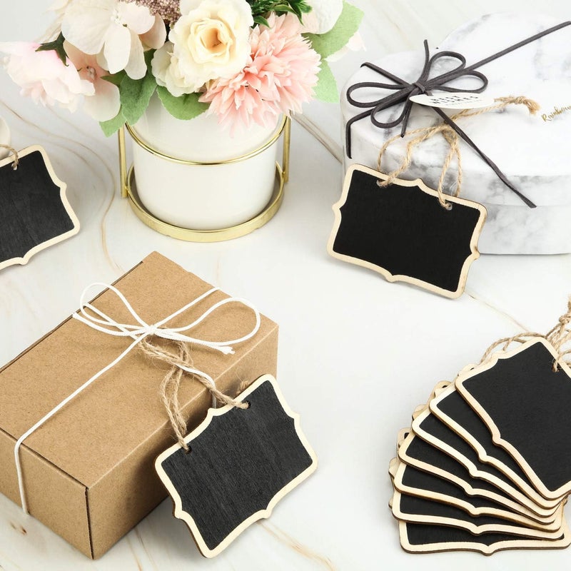 Outus Chalkboard Tags Hanging Wooden Chalkboard Signs 3.35 x 2.36 Inch Mini Wood Chalkboard Labels Rectangle Blackboard Tags Massage Board Signs (24 Pieces) - Image 4