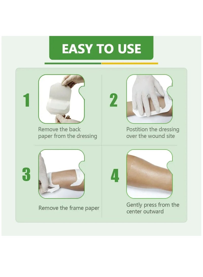 SYOSI Transparent Film Dressing 4"x4 3/4”(10cm x 12cm), Adhesive Wound Cover Bandage Tape Waterproof Wound Seal for Swimming, Post Surgical, Scar Therapy, Medical Supplies, Tattoo Dressings(20pcs) - Image 5