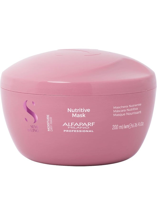 Alfaparf Milano Semi Di Lino Moisture Nutritive Mask 200ml | Intensive Hydration Hair Mask for Dry, Dehydrated Hair, Restores Softness And Shine - Image 1