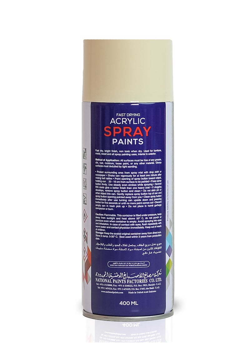 NATIONAL PAINTS Fast Drying Acrylic Spray Paint - IVORY 810  - Image 2