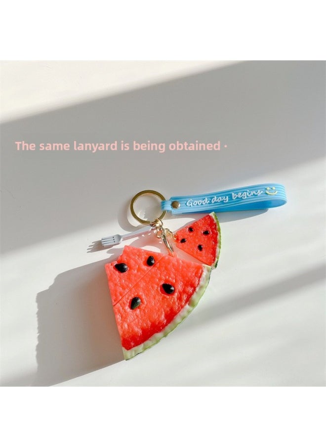 Generic - Funny Watermelon Suitable For AirPods Pro For Apple Bluetooth Headset 2/3/4 Generation Silicone Protective Soft Case Suitable-Color:Watermelon + Hook-Applicable Models:AirPods 4(2024) - Image 1