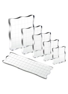 Clear Acrylic Stamp Block Set with Grid Lines - 6 Assorted Sizes for Scrapbooking, Crafts & Card Making, Perfect Decorative Stamps