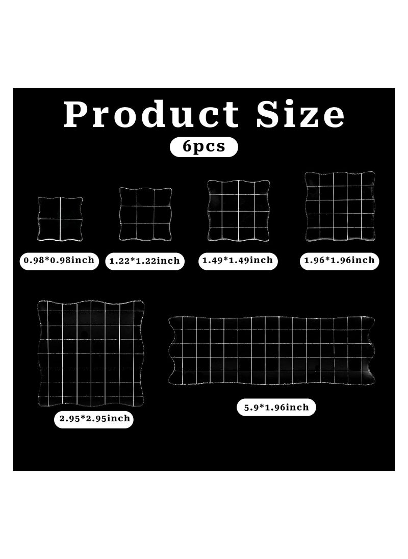 Generic - Clear Acrylic Stamp Block Set with Grid Lines - 6 Assorted Sizes for Scrapbooking, Crafts & Card Making, Perfect Decorative Stamps - Image 1
