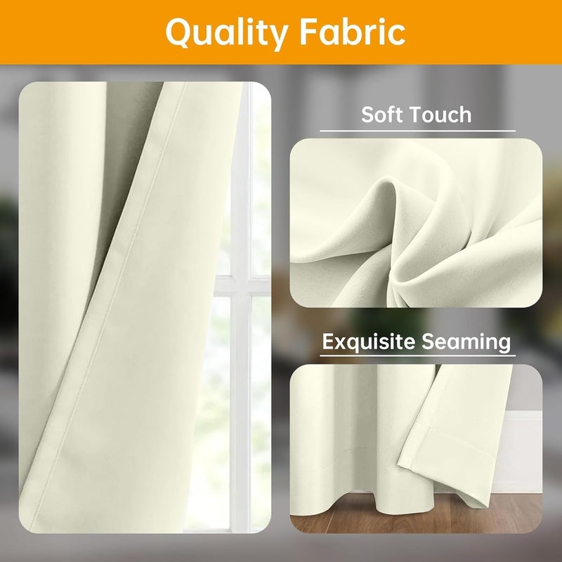 hoeflife Room Divider Curtain with Flexible Ceiling Track  Total Privacy Ceiling Track Curtains Blackout Sound Proof Floor to Curtains for Living Room Bedroom Patio Sliding Door (Beige  W150 x H84) - Image 2
