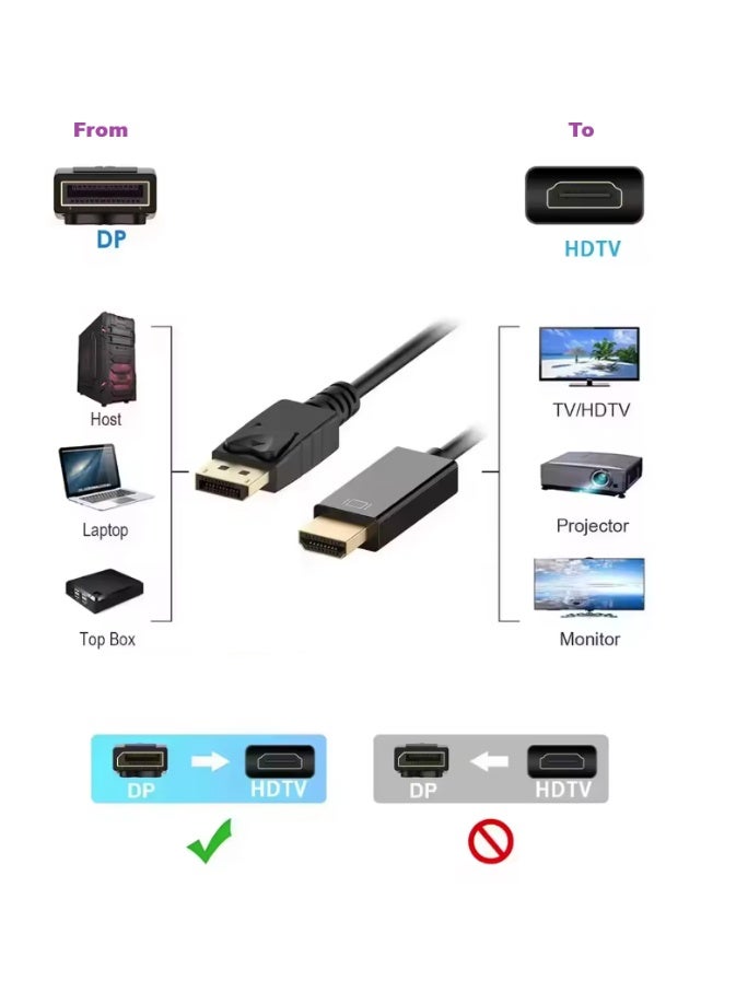 Bright DisplayPort (DP) to HDMI Cable 1.8M – Black – Supports Full HD & 4K  - Image 4