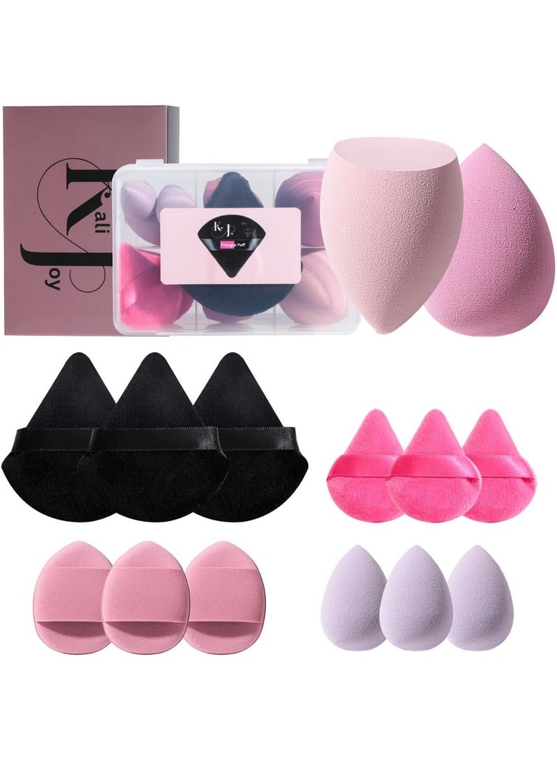 Kali Joy Beauty Makeup Sponge 14-Pcs Set, Sponges for Foundation powder, Latex Free Blender, and Cream, Wet And Dry Use, With Storage Case (A-Pink, A-Black) - Image 1