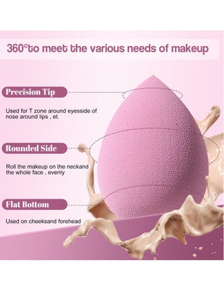 Kali Joy Beauty Makeup Sponge 14-Pcs Set, Sponges for Foundation powder, Latex Free Blender, and Cream, Wet And Dry Use, With Storage Case (A-Pink, A-Black) - view 2