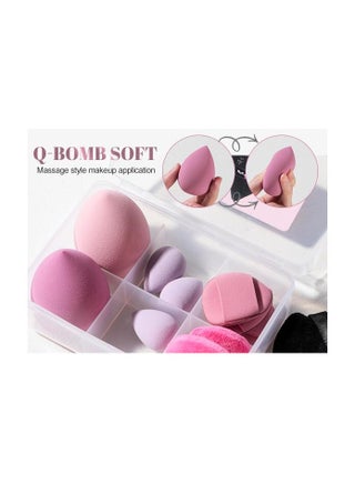 Kali Joy Beauty Makeup Sponge 14-Pcs Set, Sponges for Foundation powder, Latex Free Blender, and Cream, Wet And Dry Use, With Storage Case (A-Pink, A-Black) - view 3