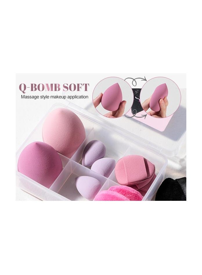 Kali Joy Beauty Makeup Sponge 14-Pcs Set, Sponges for Foundation powder, Latex Free Blender, and Cream, Wet And Dry Use, With Storage Case (A-Pink, A-Black) - Image 3