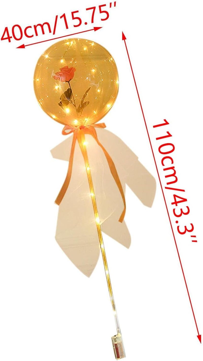 klarako 2PCS Valentine's Day Luminous Balloon Rose Bouquet, Transparent LED Light Up Bobo Ball Bouquet Set, Glow Bubble Balloons with String Lights DIY Gifts for Girls Women (Blue) - Image 5