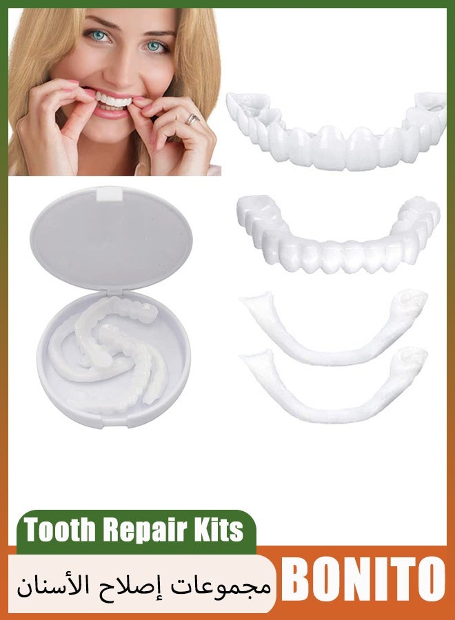 بونيتو مجموعات إصلاح الأسنان ، قشور الأسنان ، أطقم الأسنان أسنان ابتسامة مزيفة قابلة للتشكيل ، زخرفة طقم أسنان مؤقت للمفاجئة على ابتسامة فورية وثقة - Image 1