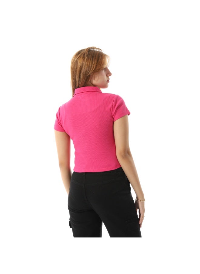 Coctail 2569-basic top with zipper-fuchia  - Image 2