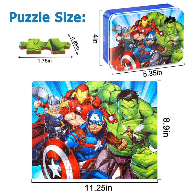 LELEMON Puzzles for Kids Ages 4-6,100 Piece Puzzles for Kids Ages 4-8 in a Metal Box, Childrens Educational Jigsaw Puzzles 100 Piece Puzzle Games Puzzle Toys for Girls and Boys - Image 3