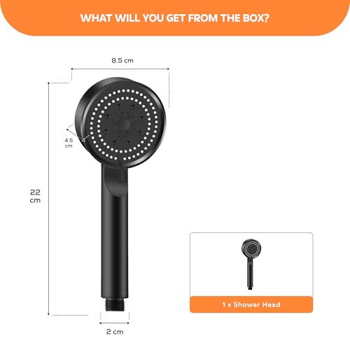 MIORAH 5-Function Hand Shower for Bath | Anti-Clog Silicone Nozzles with High Pressure | Handshower for Bathroom | Black - Image 2