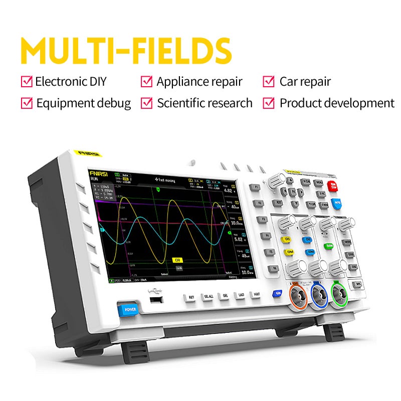 FNIRSI FNIRSI 1014D Oscilloscope 2 in 1 Digital Oscilloscope DDS Signal Generator, 100X High Voltage Probe, 2 Channels 100Mhz Bandwidth 1GSa/s Sampling Rate Built-in 1GB Storage Space  - Image 4