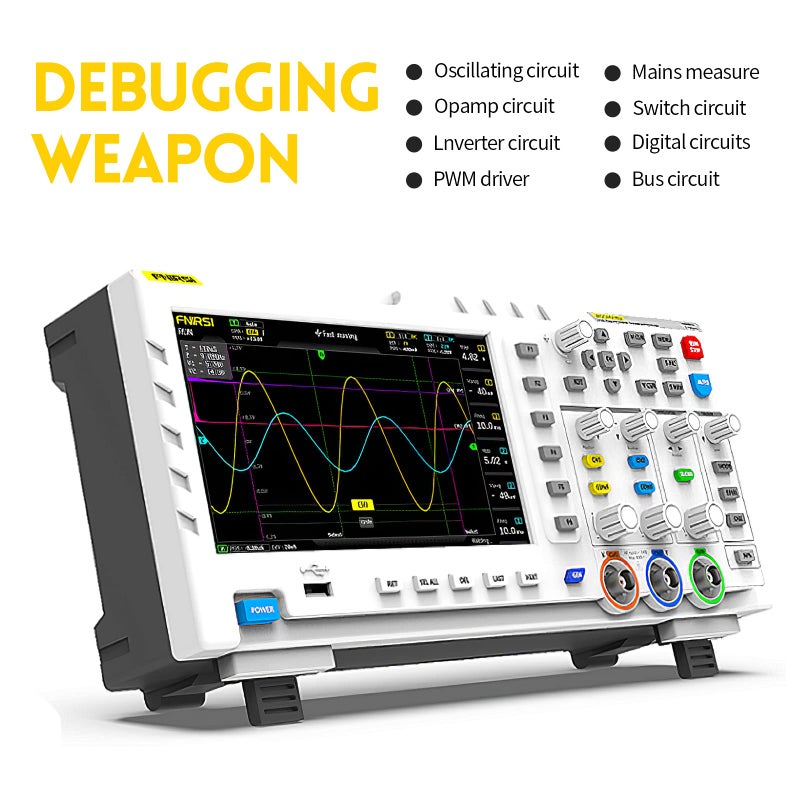 FNIRSI FNIRSI 1014D Oscilloscope 2 in 1 Digital Oscilloscope DDS Signal Generator, 100X High Voltage Probe, 2 Channels 100Mhz Bandwidth 1GSa/s Sampling Rate Built-in 1GB Storage Space  - Image 5